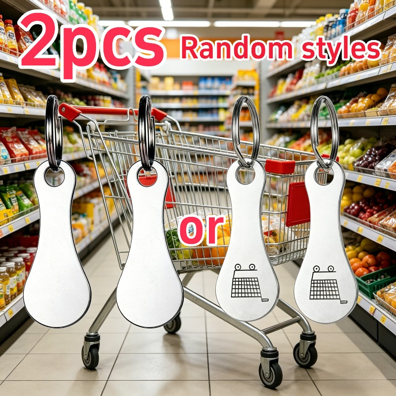 2pcs New Anti Lost Shopping Cart Token, Random Style, Handcart Unlock Key, Stylish Design, Compact And Lightweight, Exquisite Backpack Decoration, Keychain, Ideal Gift, Essential For Shopping