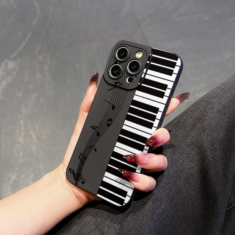TEMU Black Creative Piano Pattern Phone Case For Iphone 11/12/13/14/15 Pro, Plus, Max, 7/8 Plus, Xr, Xs Max, 16 Pro, 16 Plus, 16 Pro Max,