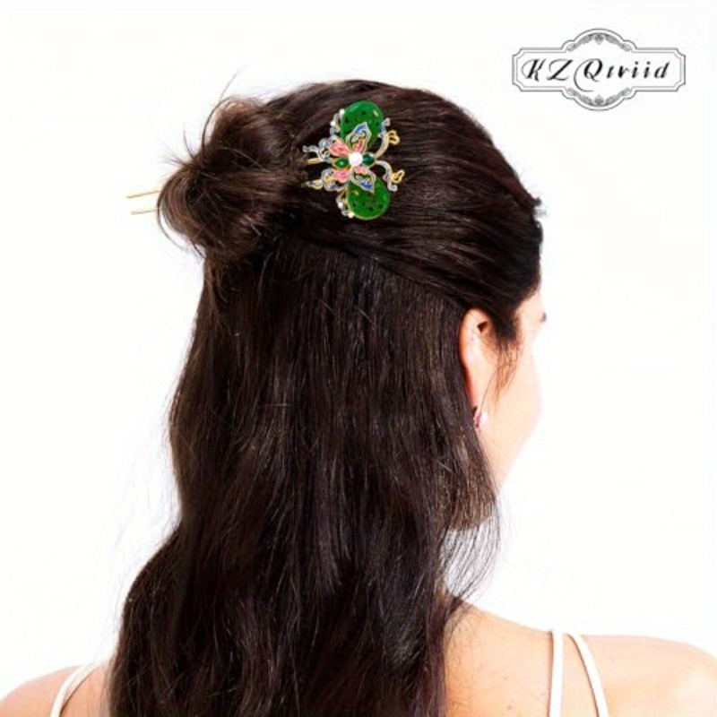 hair accessories copper vintage handcrafted colour   jade   ushape hair stick and hairclip. hair chopsticks for women, special occasion hairpin, bridal hairpiece, artistic hair accessory, decorative hair stick, enamel detailing, jadeinspired design, stylish hairpin, hair jewelry, gift for her,   Product details 1