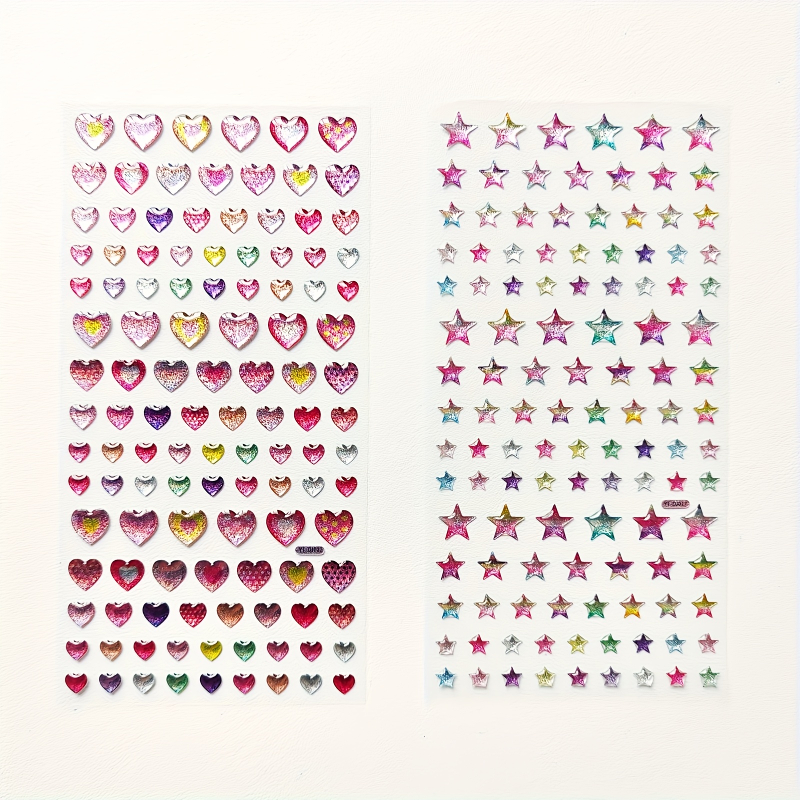 Image of 234pcs Of And Heart Stickers, Glossy Gem Stickers With Holographic (pink, Blue, Purple, Red, ), Suitable For Scrapbooks, Diaries, Planners, Tech Gadgets, Diy Crafts, And Anime