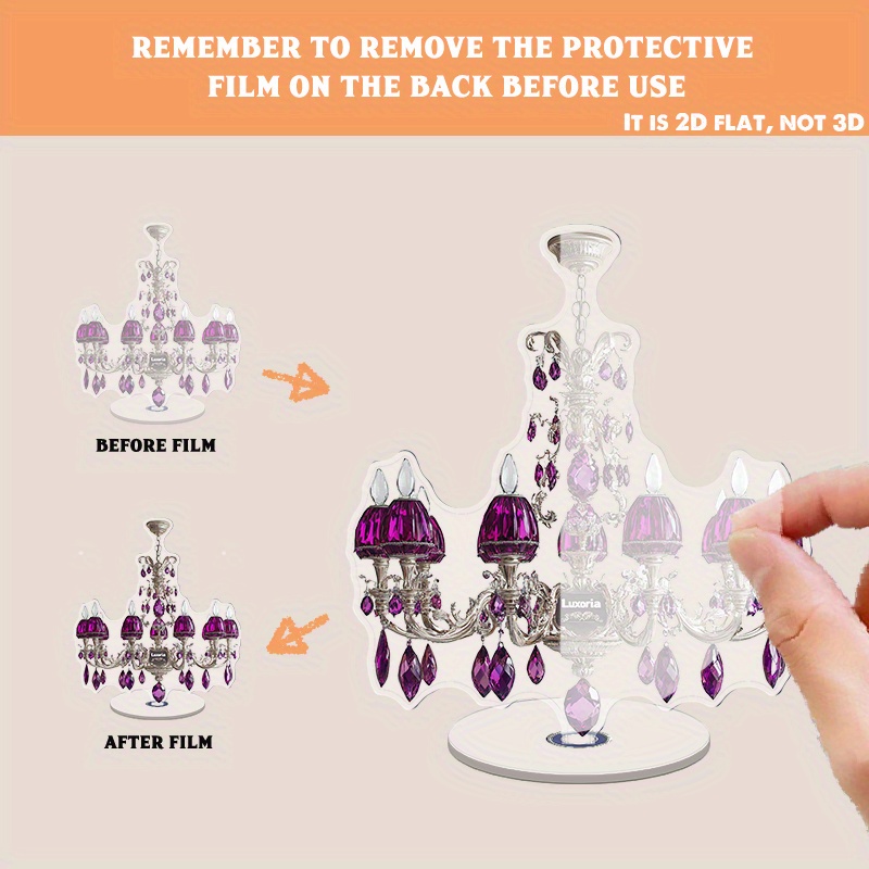 2d flat 1pc acrylic crystal chandelier decorative piece 2d flat rotating with amethyst   elegant event and celebration ornament for   room bedroom no electricity needed festive home decor elegant chandelier design acrylic construction chandeliers for ceiling details 2