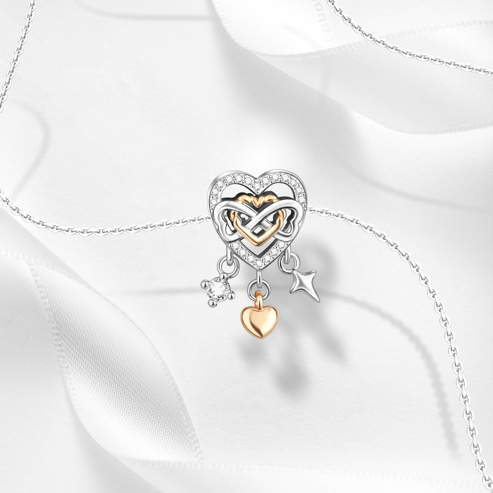 925 Silver Infinite Heart Charm for Jewelry Making