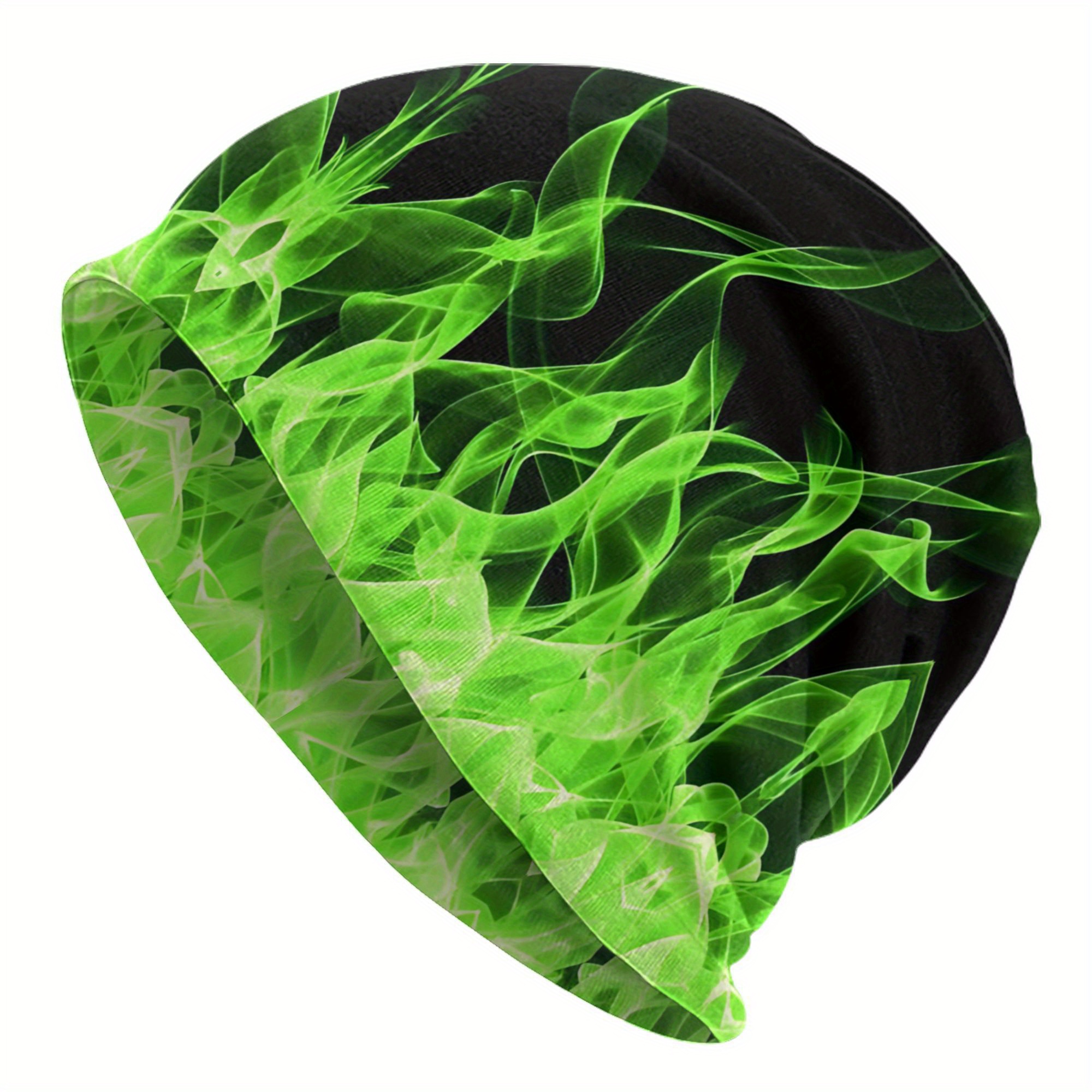 TEMU Burning Flames Men's Beanie Printed Chemotherapy Pile Outdoor Turban Breathable 2d Print Design