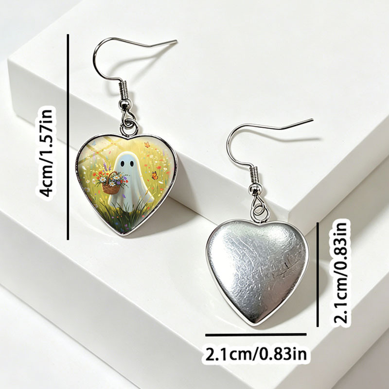Unisex Handmade Glass Dome Dangle Earrings