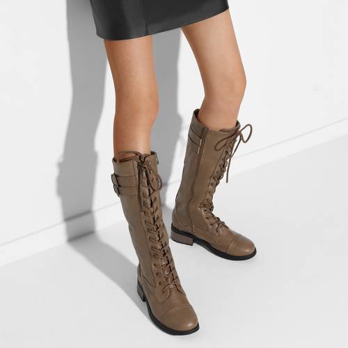 item picture womens pu knee high riding combat boots with back zipper thick platform heel winter boots suitable for riding themed events daily wear warm round toe boots women shoes
