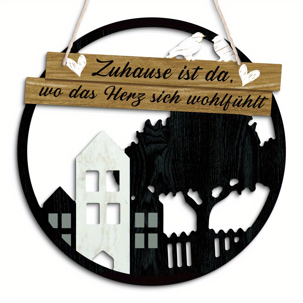 Image of 2d Flat, 2d Flat Putuo Decor 1pc German Wooden Hanging Sign Decor, Where Comfortable, Wall Art Decoration For Home Room Bedroom, Gift For Family, 2d Flat