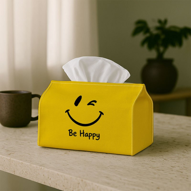 TEMU 1pc Modern Minimalist Tissue Box Cover With Uplifting Phrases - Suitable For Home, Bathroom & Tabletop Decor, Decorative Tissue Holder For Shelf