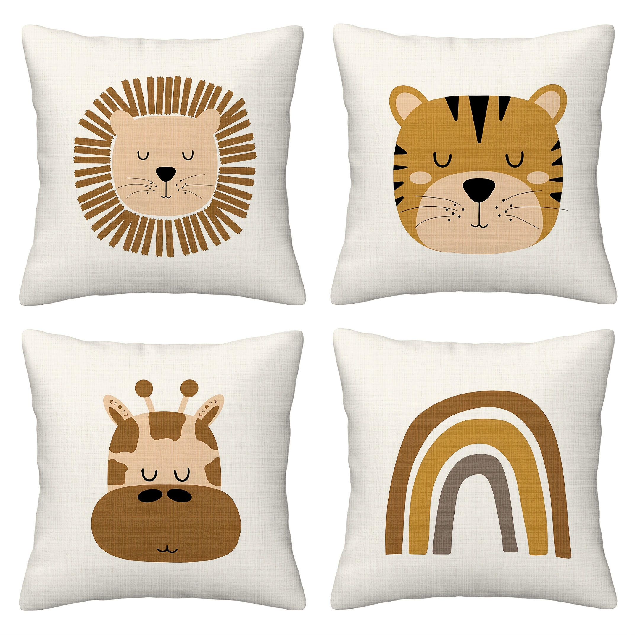 TEMU 4 fundas de almohada modernas con estampado de animales y patrones geométricos, fundas de cojín suaves y cómodas, regalo para familiares, y ,