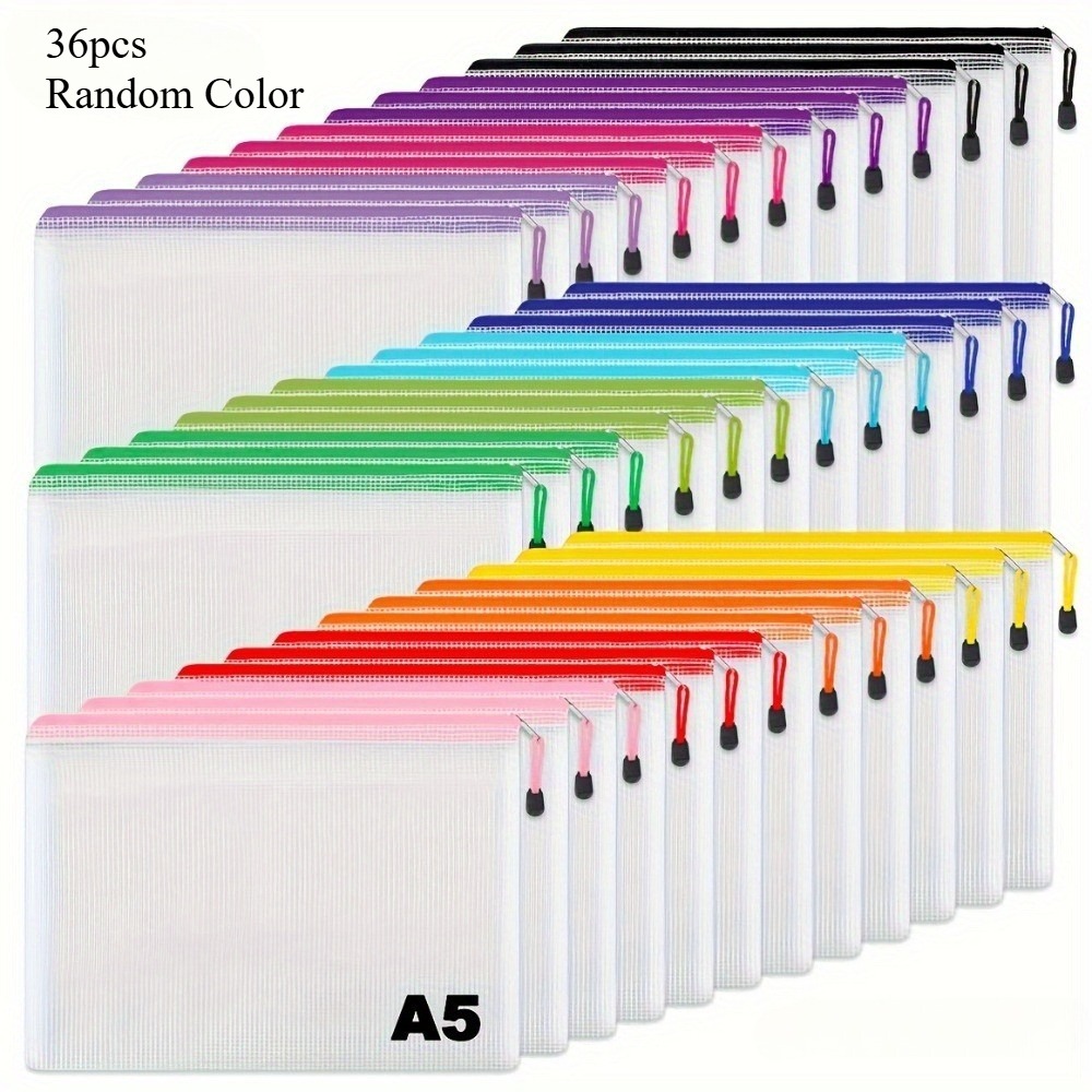 TEMU A Set Of A5 Pvc Mesh Zipper Bags Designed For Organizing Office Documents, Travel Items, And School Supplies, In Multiple Packs