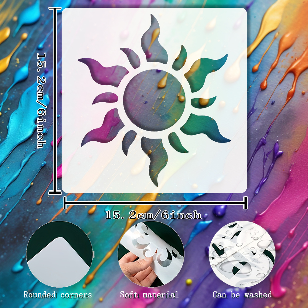 1pc Inches Sun Stencils, Reusable, Washable Hollow Out Draw Stencils. Used For Wood, Wall, Window, Farm, Pho