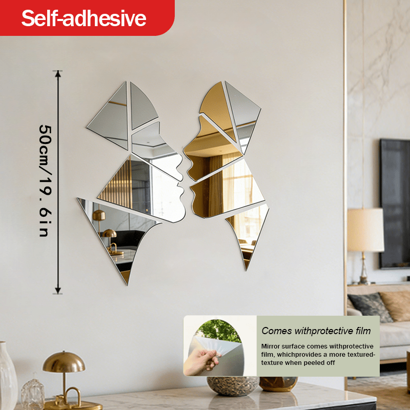 TEMU Specchio decorativo combinato in acrilico elegante e per coppie, pannello specchio astratto per decorazione murale - per decorare soggiorno,