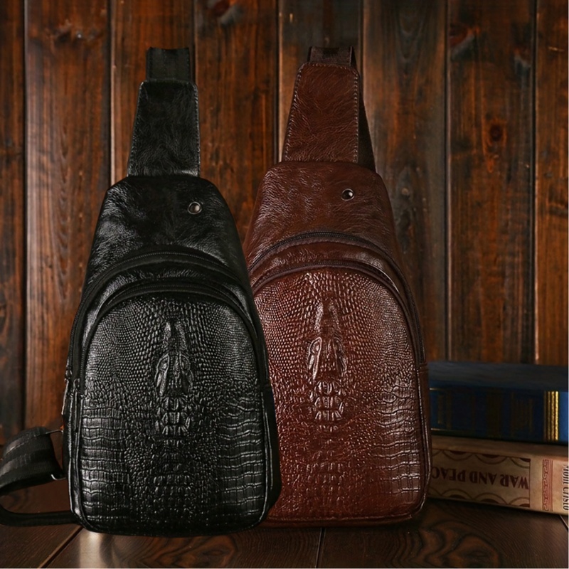 2pcs Popular Casual And Fashionable Crocodile Pattern Multifunctional High Quality Waist Bag With Synthetic Shoulder Straps, Suitable For Travel