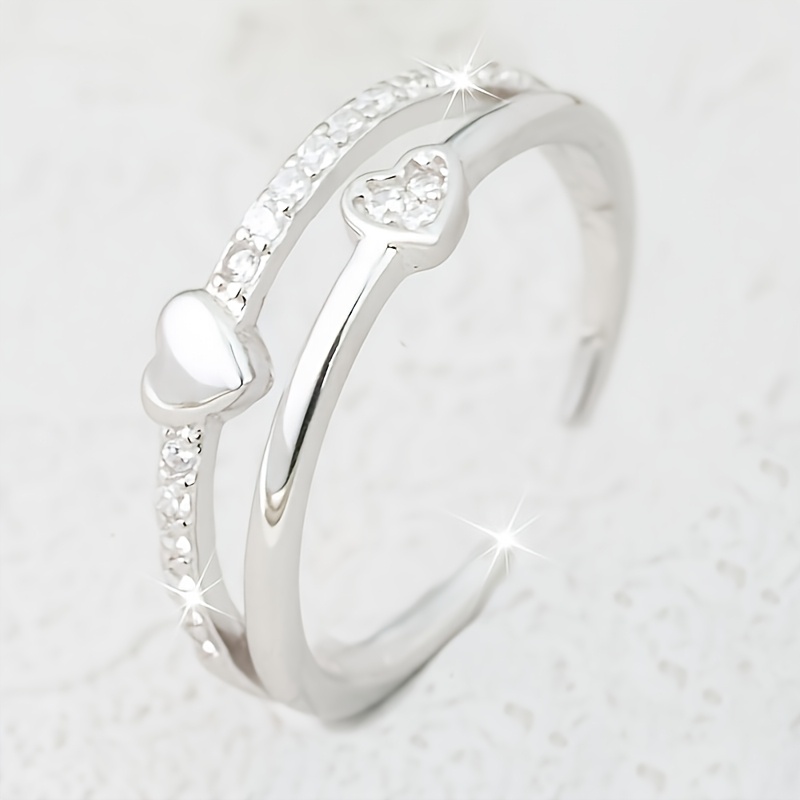 TEMU Readkiss Women' Adjustable Heart Cubic Synthetic Zirconia Toe Ring - Open Toe Barefoot Compatible, K Plated Suitable For Yoga, Parties, Summer
