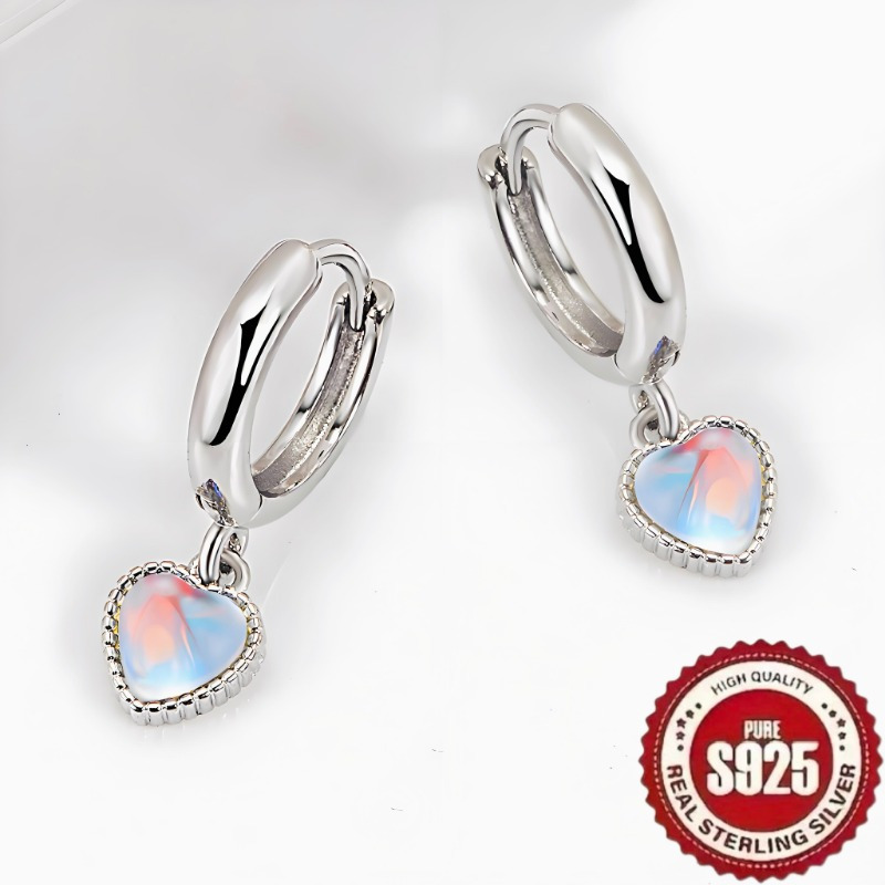 

1 Pair S925 With , Cute Glitter Style, Gradient Color Heart Dangle, Jewelry For Women, & Gift-, Valentine's Day Accessory, Design