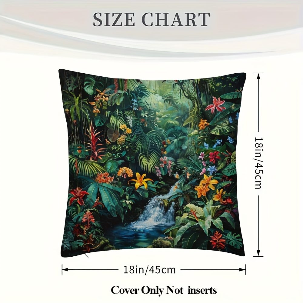 TEMU 2pcs Double-sided Pillowcases- Luxurious Jungle Paradise Tropical Floral Pattern, Machine Washable, Suitable For Sofa, Bed, Car, Living Room