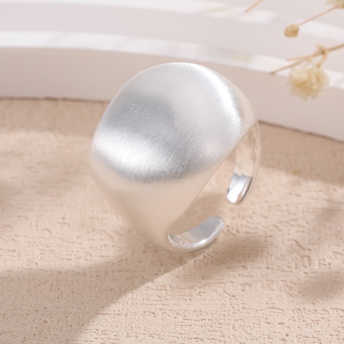 TEMU 1pc Anillo Ovalado Geométrico Abierto Ajustable de Cobre de Moda , Exquisito, Unisex, Adecuado para Fiestas, Uso Diario, Regalo para Todo el Año