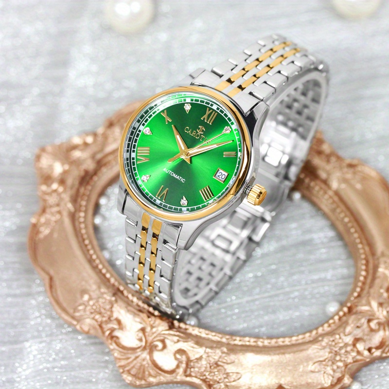 womens elegant green dial automatic mechanical watch - Temu display picture 1