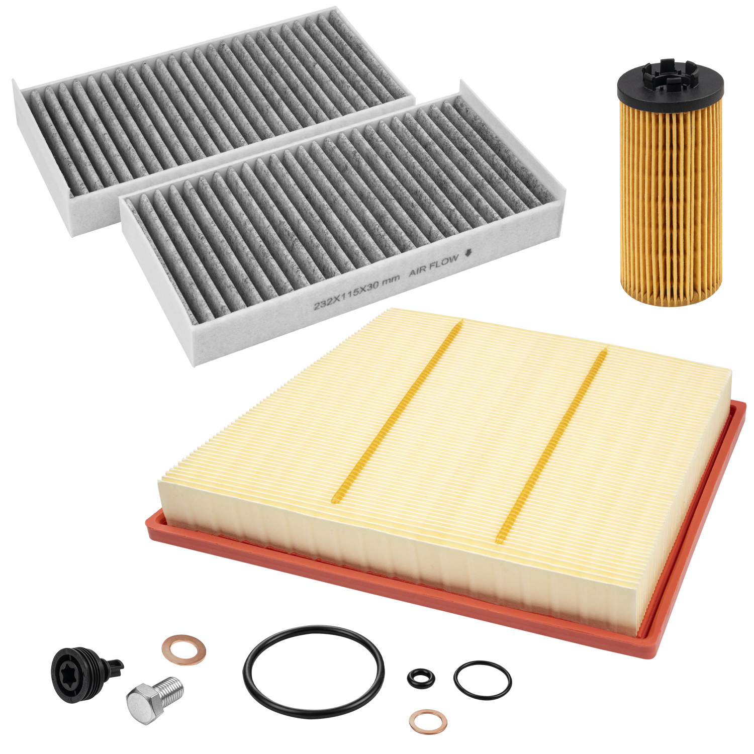 Image of Kit, (oil Filter And Air Filter And 2pcs Cabin Filters And Oil Drain Screw And Gasket), Fits For F40 F44 F45 F46 X1 F48 X2 F39, Mini F55 F56 F57 F54 F60