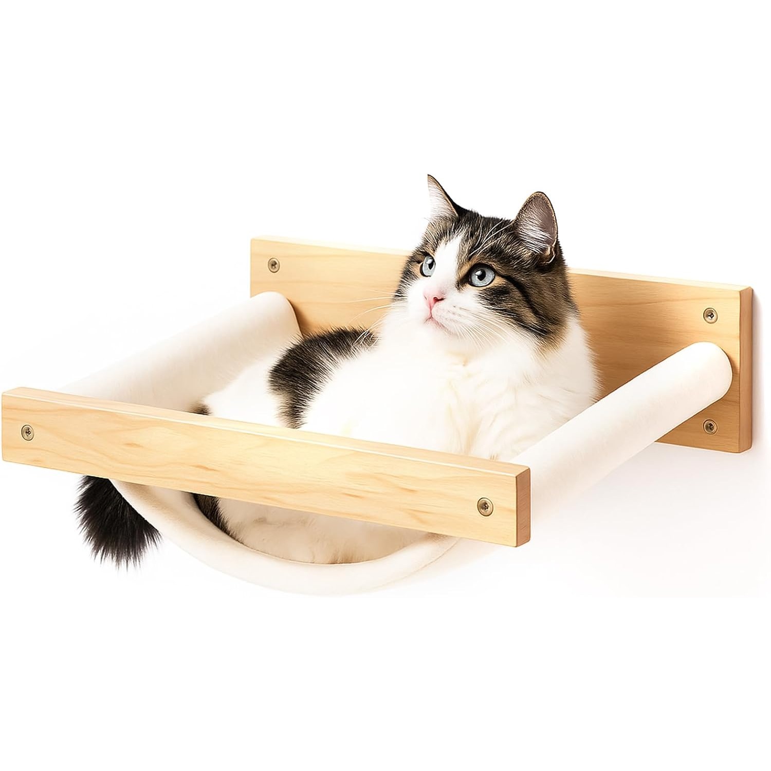 Durable Wooden Cat Hammock Featuring Breathable Fabric, A Cozy Hanging Bed For Indoor , And