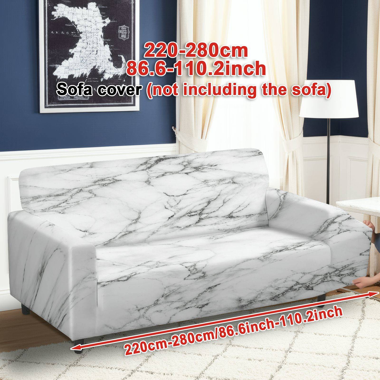 TEMU 1pc Marble Pattern White Gray Modern Stylish Elegant Sofa Cover - Soft, Breathable With , Machine Washable, Perfect For Living Room And Study