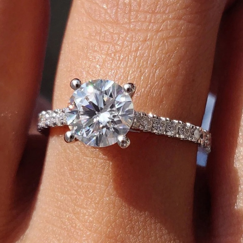 Women's 1/2/3/5/10 Carat Moissanite Four-Claw Ring, 925 Silver