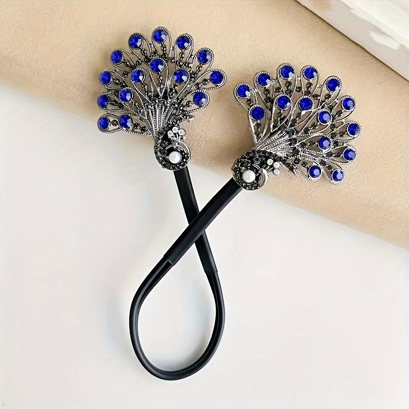 2pcs elegant peacock hairpin set diy french updo clip   accented alloy battery free stylish womens hairstyle accessory for parties weddings or daily use updo hair decor intricate design     hair accessories Product details 6