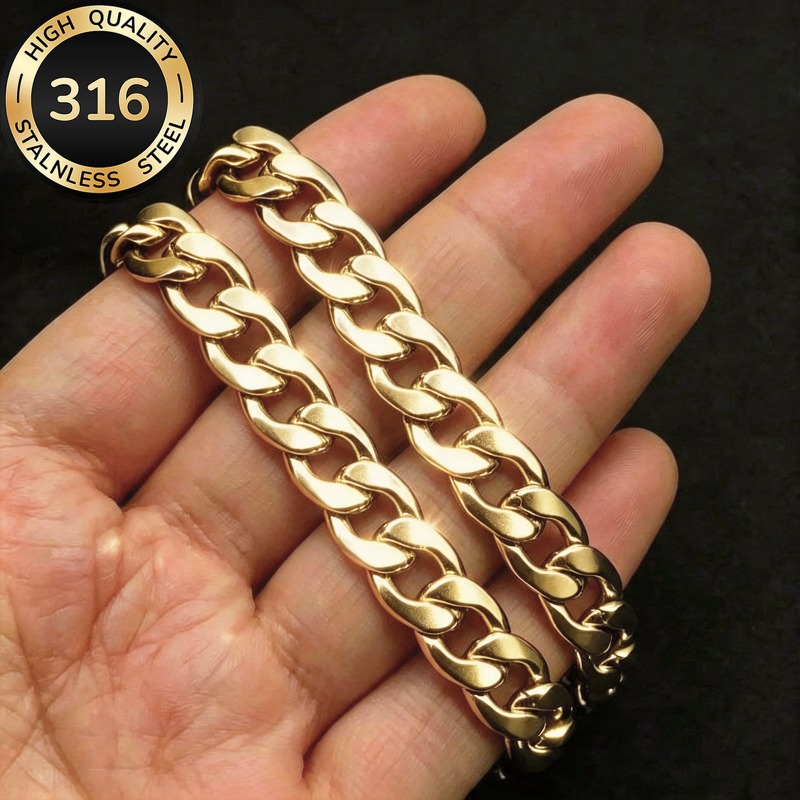 Modna moška kubanska zapestnica, širine 10 mm, iz nerjavečega jekla 316, hipoalergena, visoko polirana elegantna zapestnica, moška nakit, ki ne