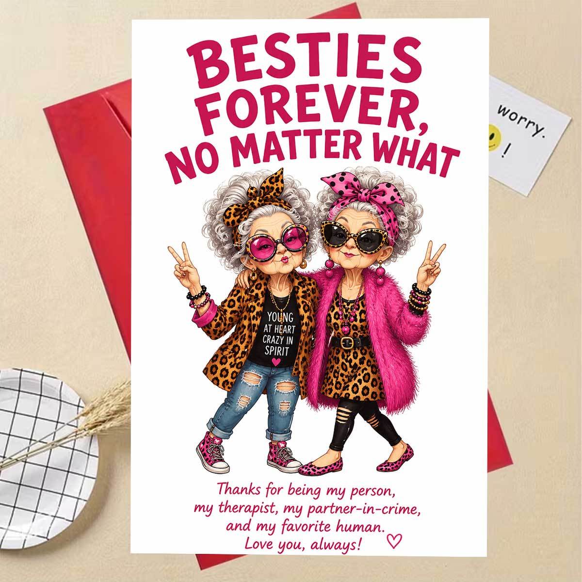 TEMU Stylish Leopard Print Ladies Friendship Greeting Card With Envelope. What. 2 Chic Elderly Women Posing. Perfect For . High Quality Paper