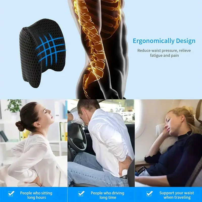 2pcs 1 seat pad 1 lumbar support pillow memory foam seat cushion lumbar support pillow set ergonomic office chair cushion for back car seat wheelchair gaming chair breathable machine washable cover Product details 11