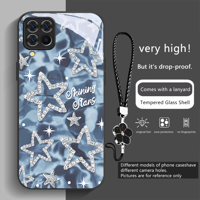 TEMU Phone Case: Fashionable Water Ripple Diamond Star For Galaxy M53 M33 M32 M31 M23 M14 5g M13 4g 5g M10s M02 M01s Tempered Glass Phone Case