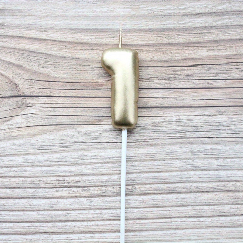 1pc Birthday Balloon Style Number Candle 0-9 Romantic Happy Party Golden Silvery Baking Decor Candle, Perfect For Halloween & Christmas