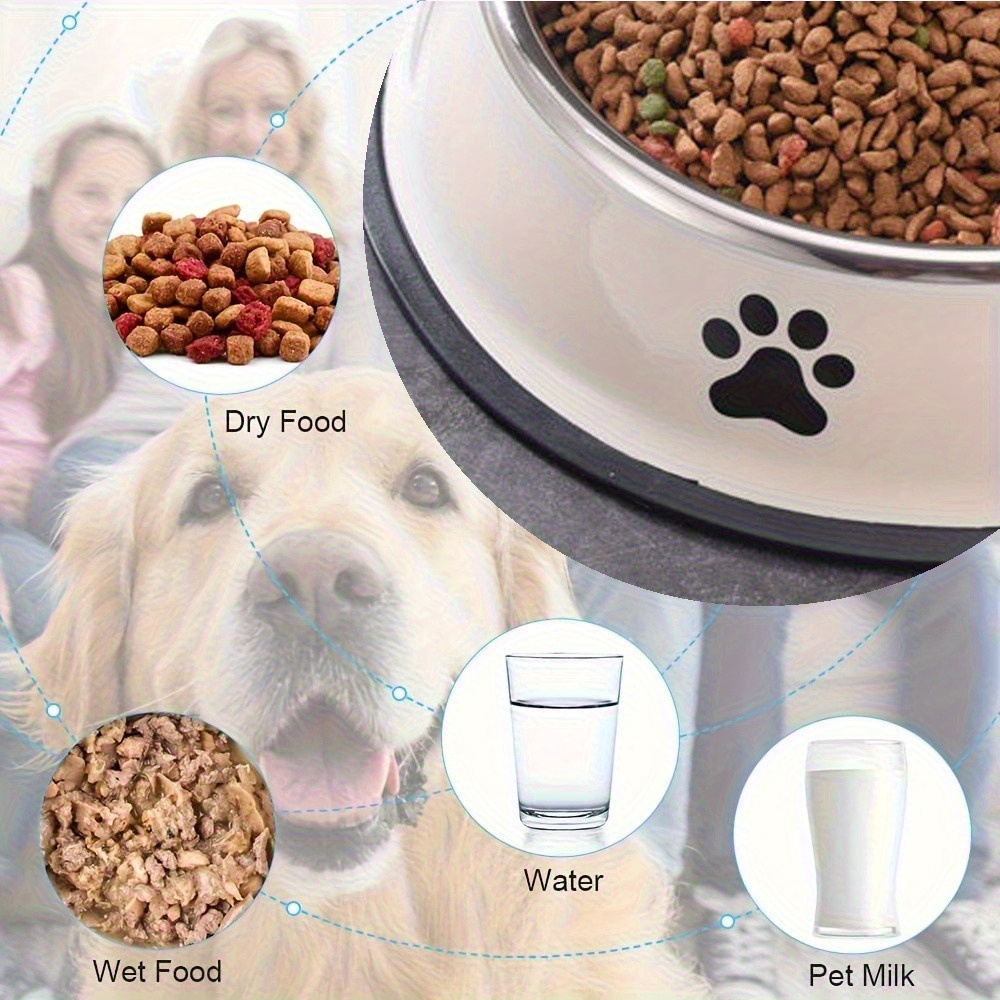 Customizable 2pcs Stainless Steel Pet Bowl Set with Non-Slip Base