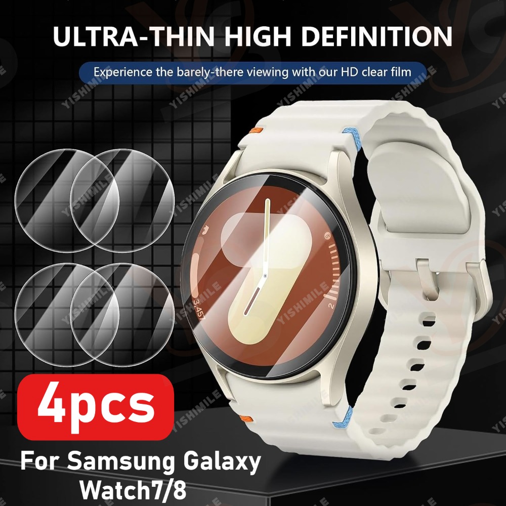 TEMU Juego de 4 protectores de pantalla de vidrio templado mejorados para Samsung Galaxy Watch7/8 (40 mm/44 mm/46 mm/47 mm), con definición,