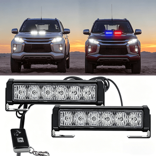 2 pack 6 led red blue lights 9 traffic light universal vehicle light for roof dash windshield grille deck trucks suv utv off road vehicles