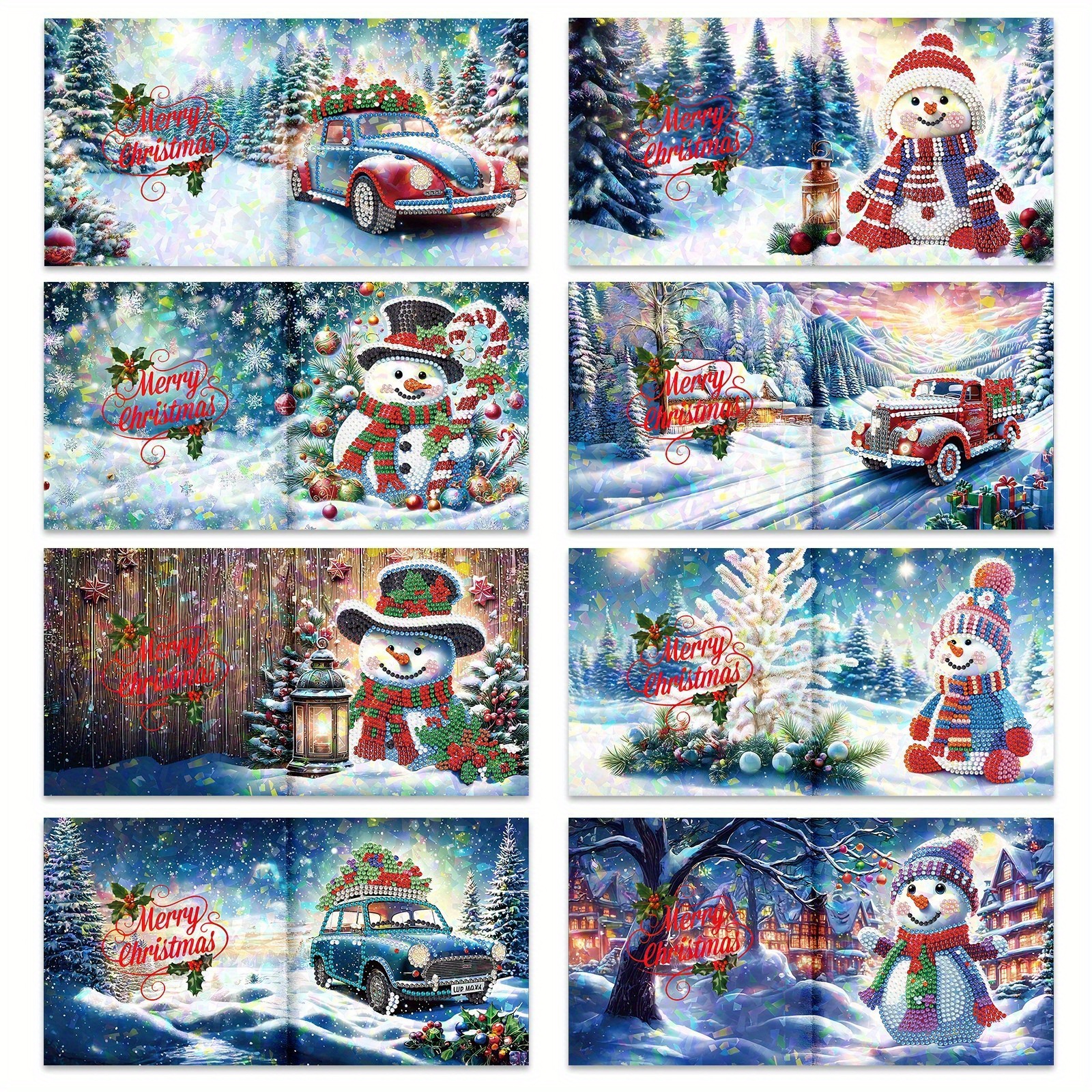 Diamantmalerei Set 8 Stück DIY Diamantmalerei Grußkarten - Handgefertigte  Weihnachtskarten Set Handgemachte Grußkarten, image size:1600x1600