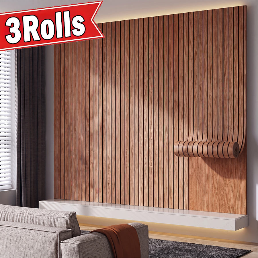 Image of 3 Rolls 40x300cm Self-adhesive Slotted Natural Texture Three-dimensional Roll Wall Wallpaper, Versatile 3d Three-dimensional Texture Warm, Beautiful Room Tv Background Wall