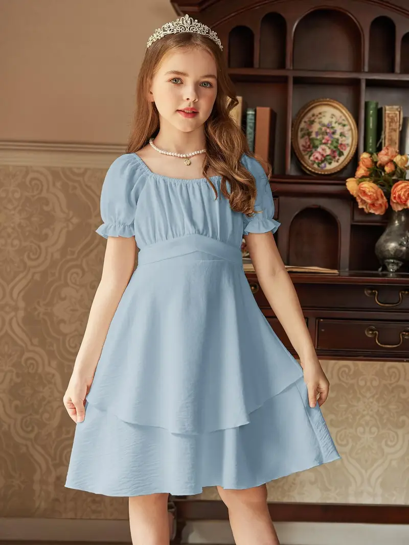 girls dress summer shoulder puff sleeve ruffle tiered layer - Temu girls dress summer shoulder puff sleeve ruffle tiered layer - Temu