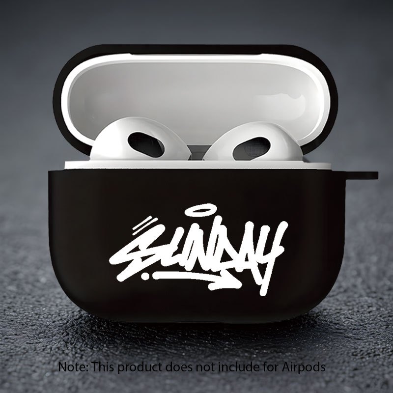TEMU Black Matte Creative Trendy Text Pattern Uv Printed Headphone Case, Anti Drop, Simple And Stylish, Suitable For / Pro 2/ Pro/ 4/ 3/ 2/ 1, For