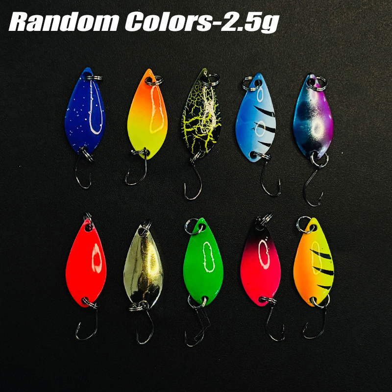 TEMU Set di esche a cucchiaio da pesca colorate casuali, 10 pezzi, 2.5G/3.5G/5G, esca in metallo, esca a cucchiaio ad di , perfetta per la pesca alla