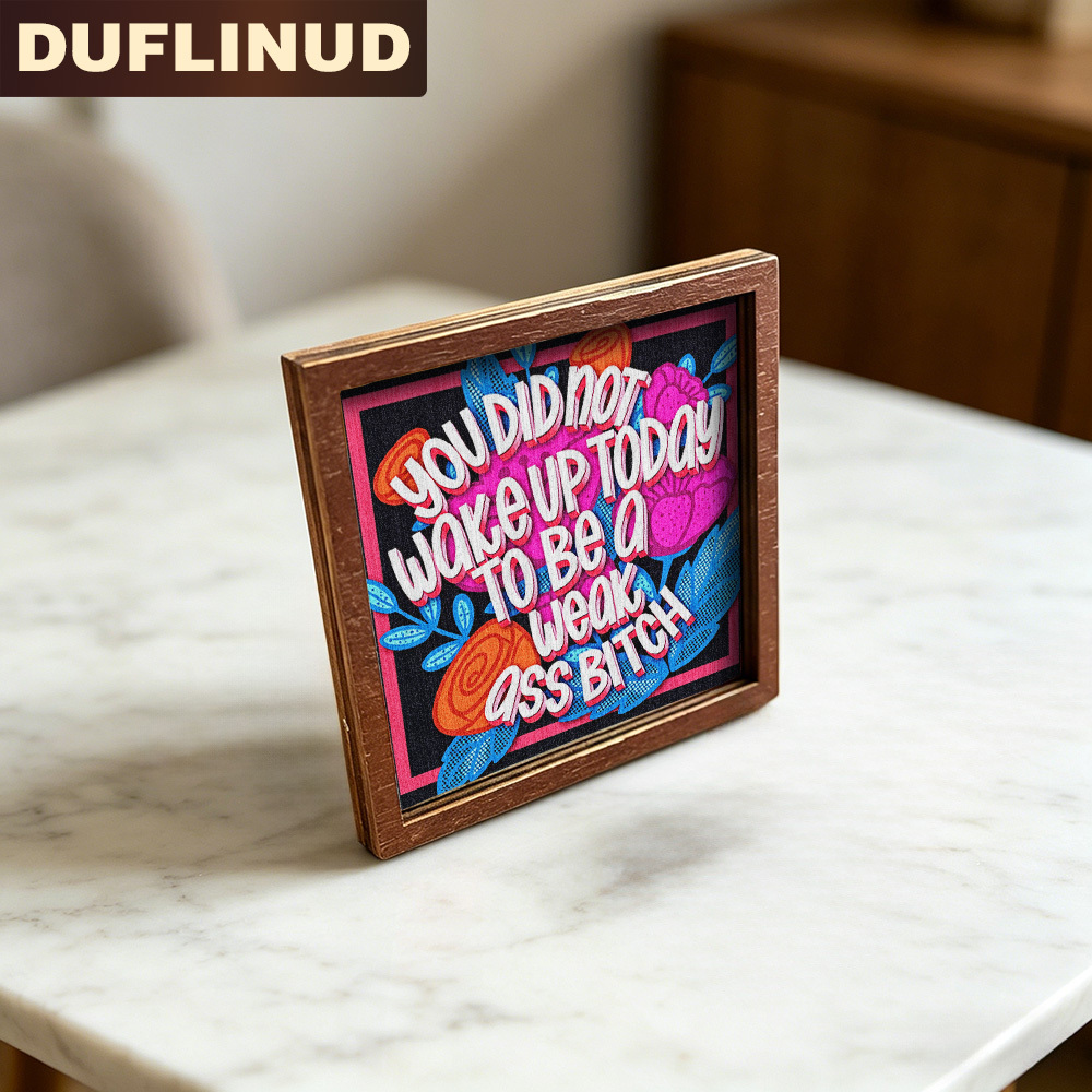 TEMU Inspirational Text Fridge Magnet, Mini Decorative Plaque, Magnet With Vibrant Floral Background Design, Positive Message, Wooden Fridge Sticker, Suitable For Decorating Kitchen Refrigerator Doors