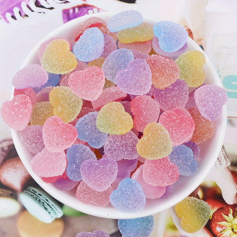 gummy heart charms colorful plastic diy decorations phone Temu