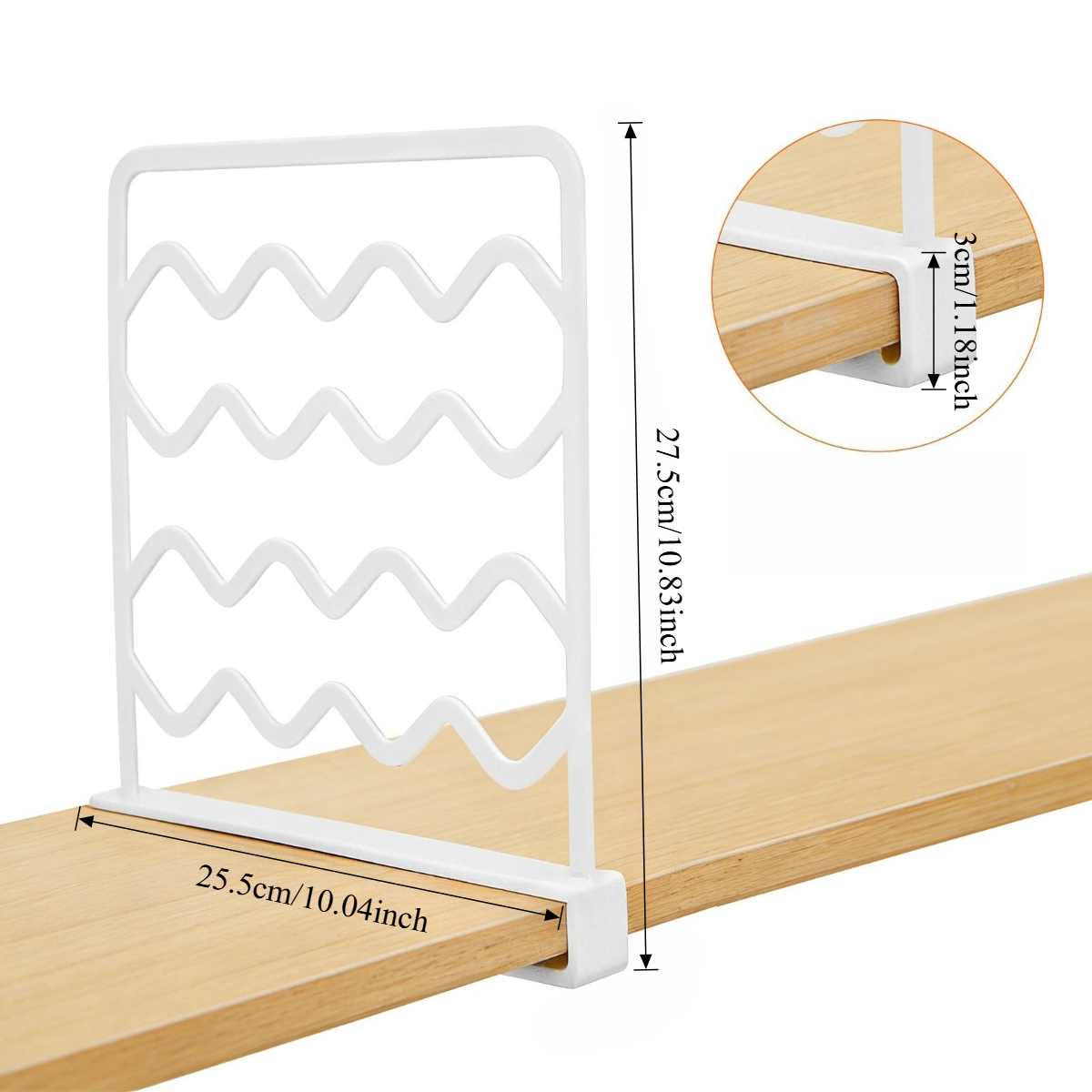 Image of 6 Pack Plastic Closet Shelf Dividers, Wardrobe Cabinet Drawer Organiser Separators, Space Saving Storage Racks For Clothes, Wallets & Books, Ideal For Bedroom, Kitchen & Storage Room, Shelf Dividers