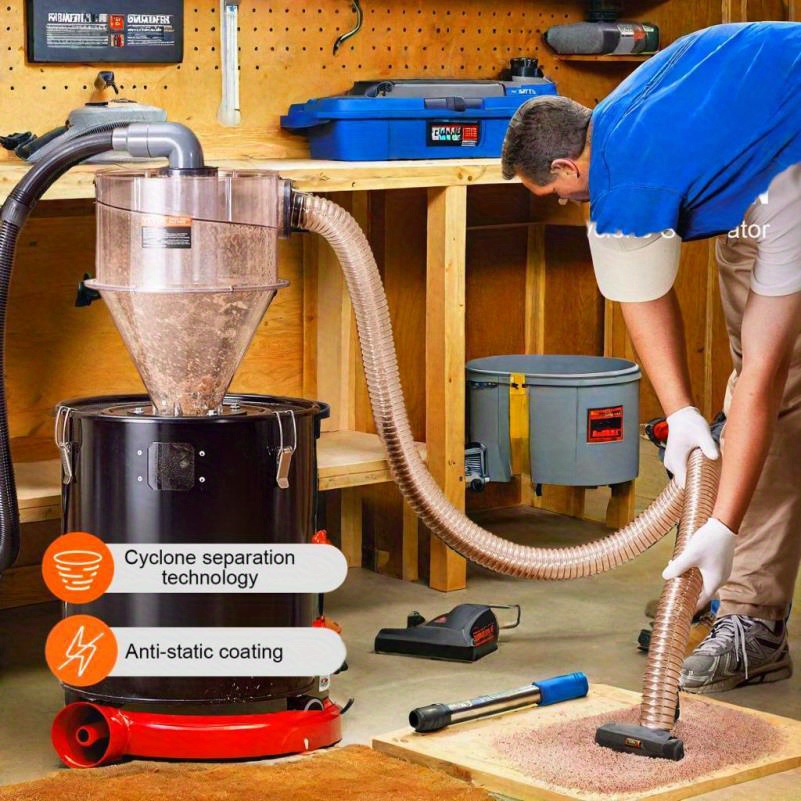 Cyclone Dust Separator for 50 Liter Vacuum Cleaner with 10.16 cm Inlet for Woodworking and Workshop Cleanup