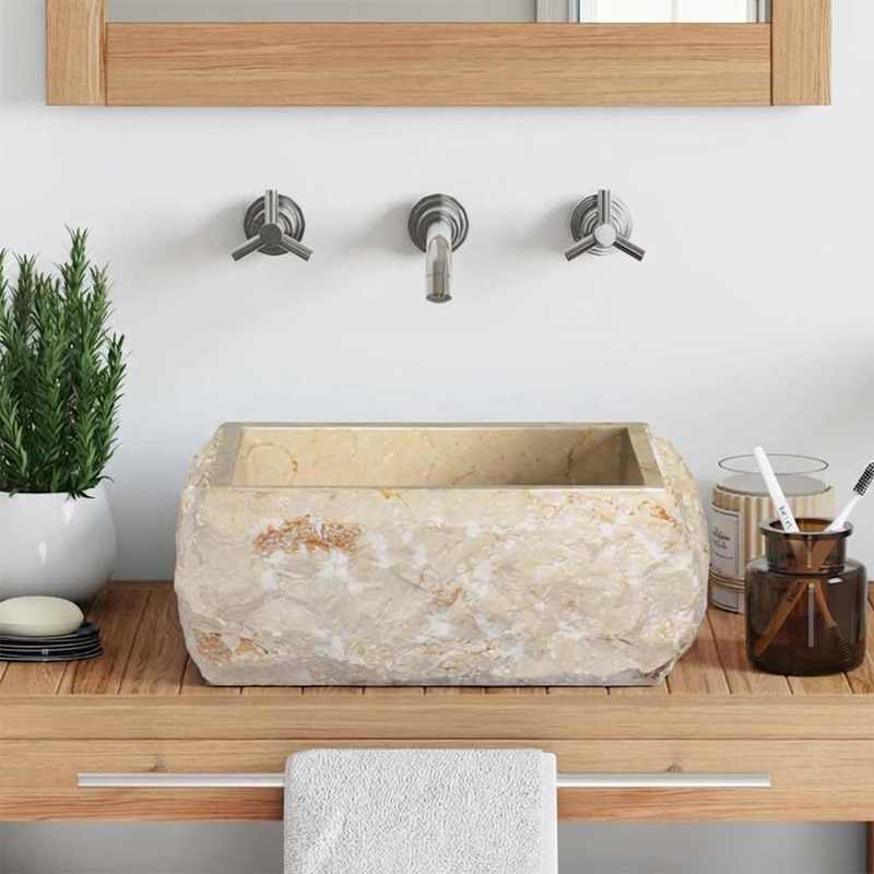 Marble Washbasin Measuring 30X30X13 Cm in Cream Color