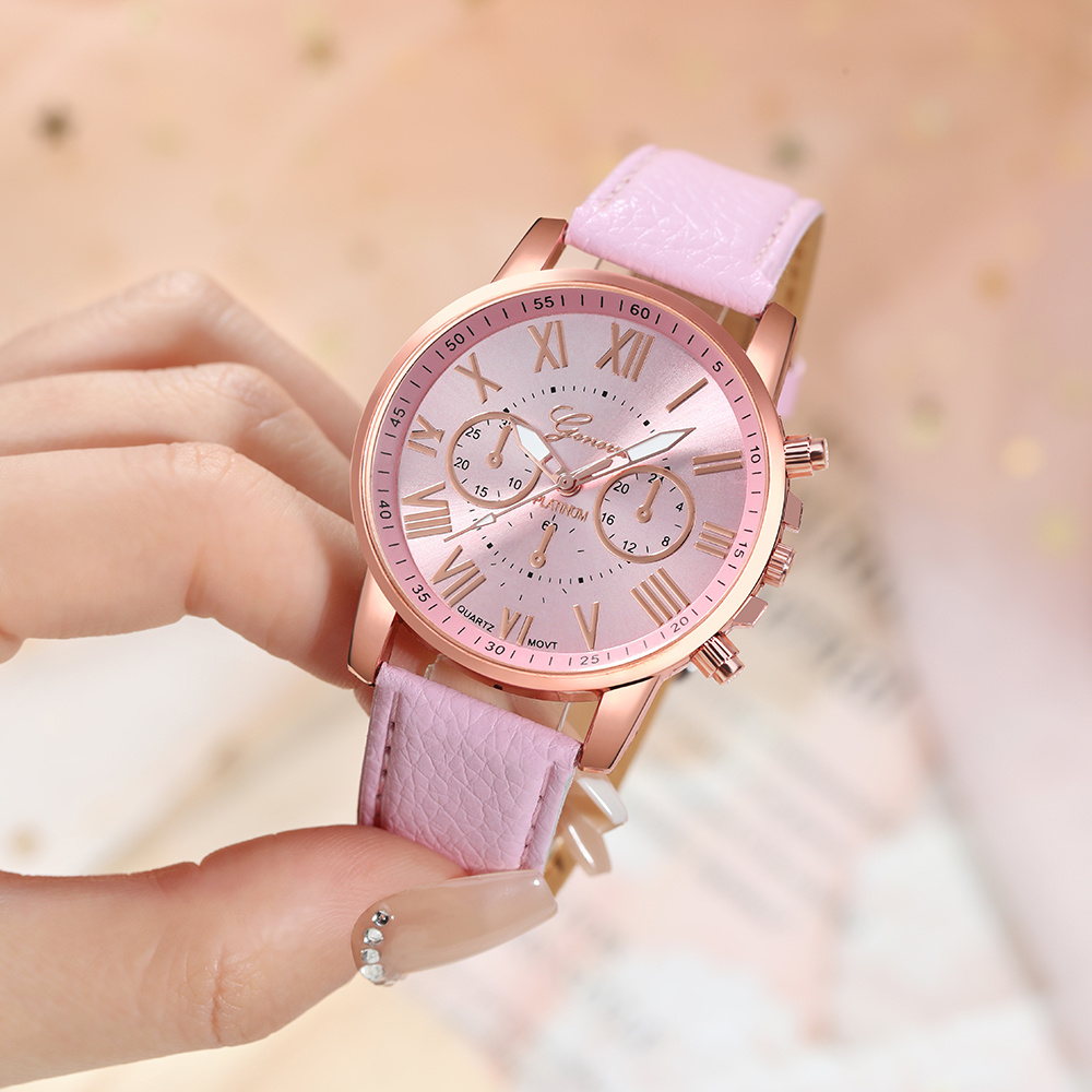 6 stuks MSCXDK Nieuwe Dames Business Luxe Mode Quartz Horloges, Ronde Wijzerplaat, Quartz Uurwerk, voor Dagelijks Gebruik en Formele Gelegenheden Polshorloge, Verjaardagscadeau, Jubileum, Afstudeercadeau - Luxe Design, Modieus Exquise, Feest, Valentijnsdag