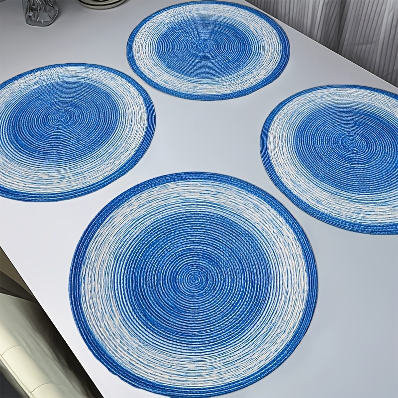 TEMU Set da 6 tovagliette adatte per riunioni festive, tovagliette antiscivolo lavabili blu vintage, decorazione da durevole per , feste, cene di