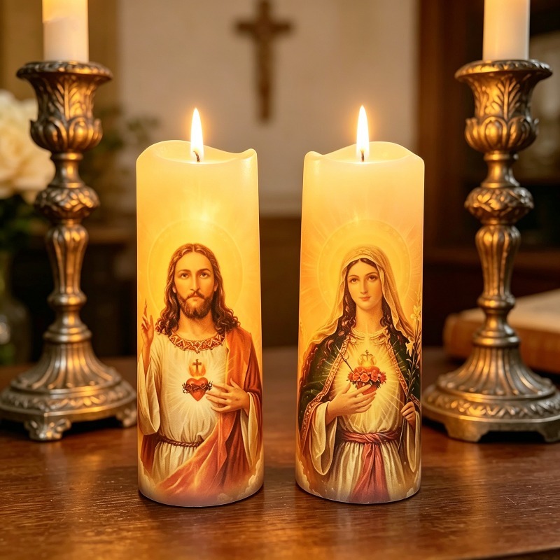 TEMU Candles With Flameless 2pcs Flameless Candle, , Wavy Top With Warm Light, Battery-powered (2 Aa Batteries), A Safe Decorative Religious Candle