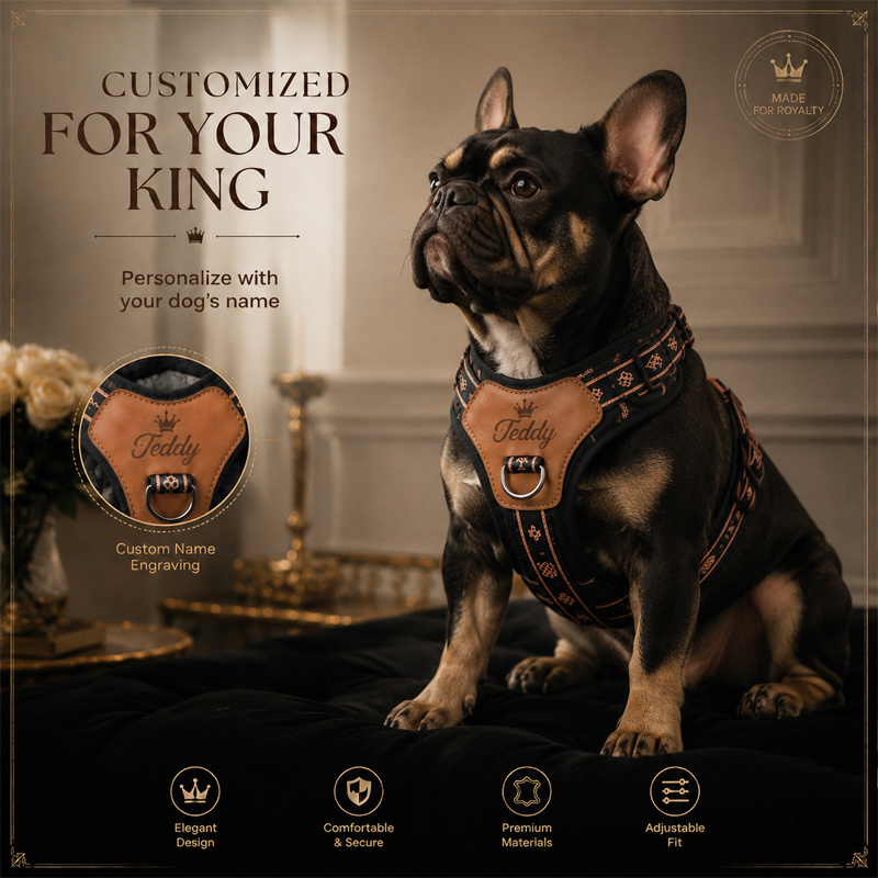 Soft-Lined No-Pull Dog Harness with Personalized Crown Logo