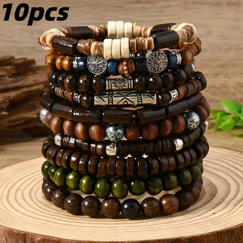 10pcs boho bohemian beaded bracelets for women men elastic stretch suitable for tones multicolor clay beads year round wear for parties weddings daily jewelry gift april birthstone gifts for couple teacher nurse