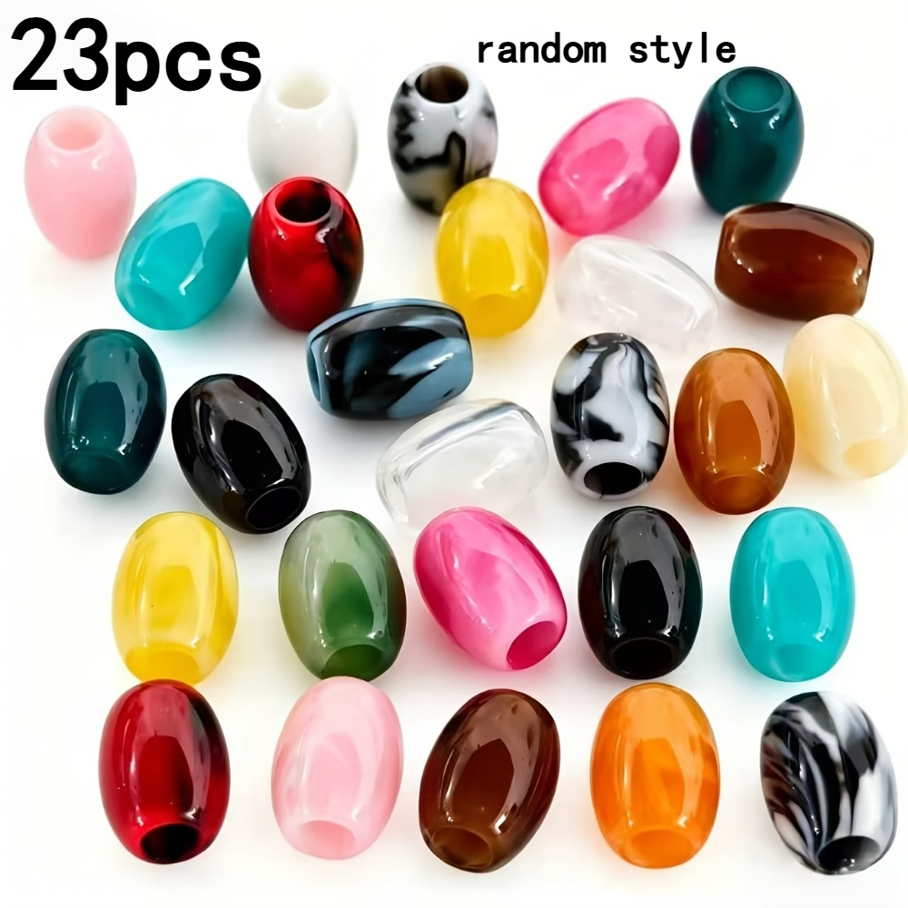 TEMU 23pcs/size 10 X 14mm Super Large Hole Dual- Beads Oval Beads (random Style), Phone Chain Jewelry Additions Clothing Clothing Pants Rope Pendant